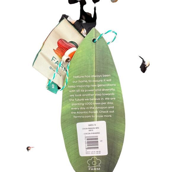 Farm Rio Cocoa Paradise Dark Botanical Print Mini Dress S - Picture 8 of 10